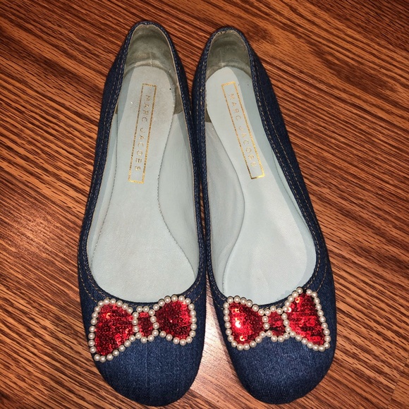 Marc Jacobs Denim Flats with Red Bow - Picture 4 of 7